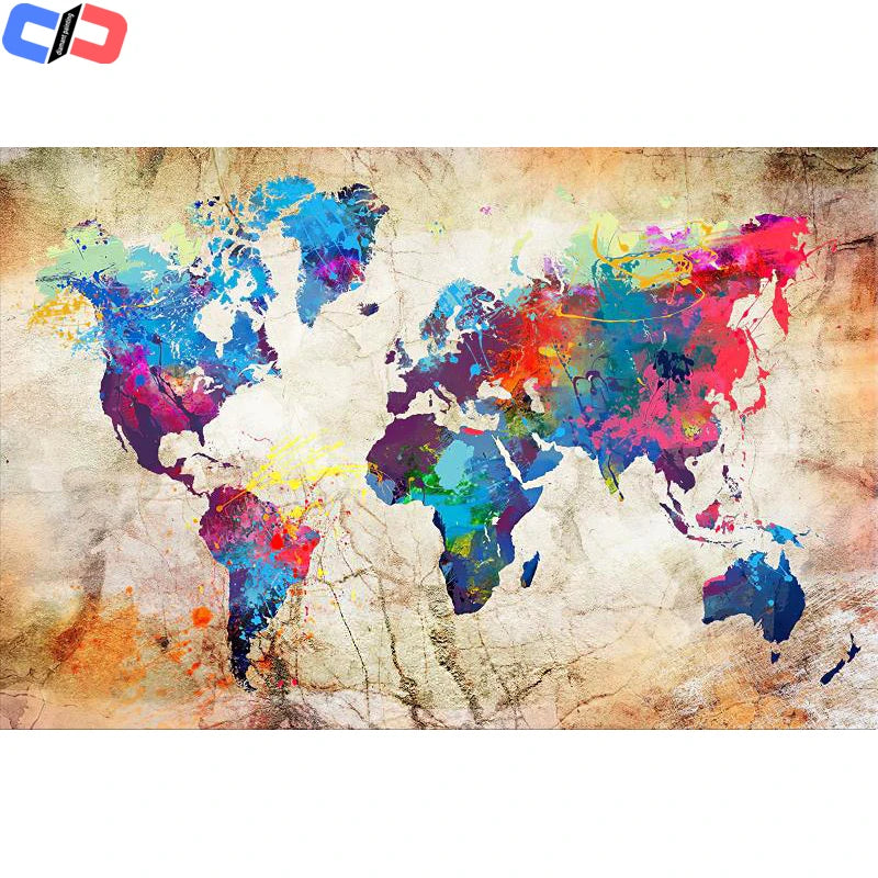 Full Square /Round Diamond Painting World Map 5D DIY Diamond Embroidery Sale Landscape Mosaic Picture Of Rhinestone Home Decor