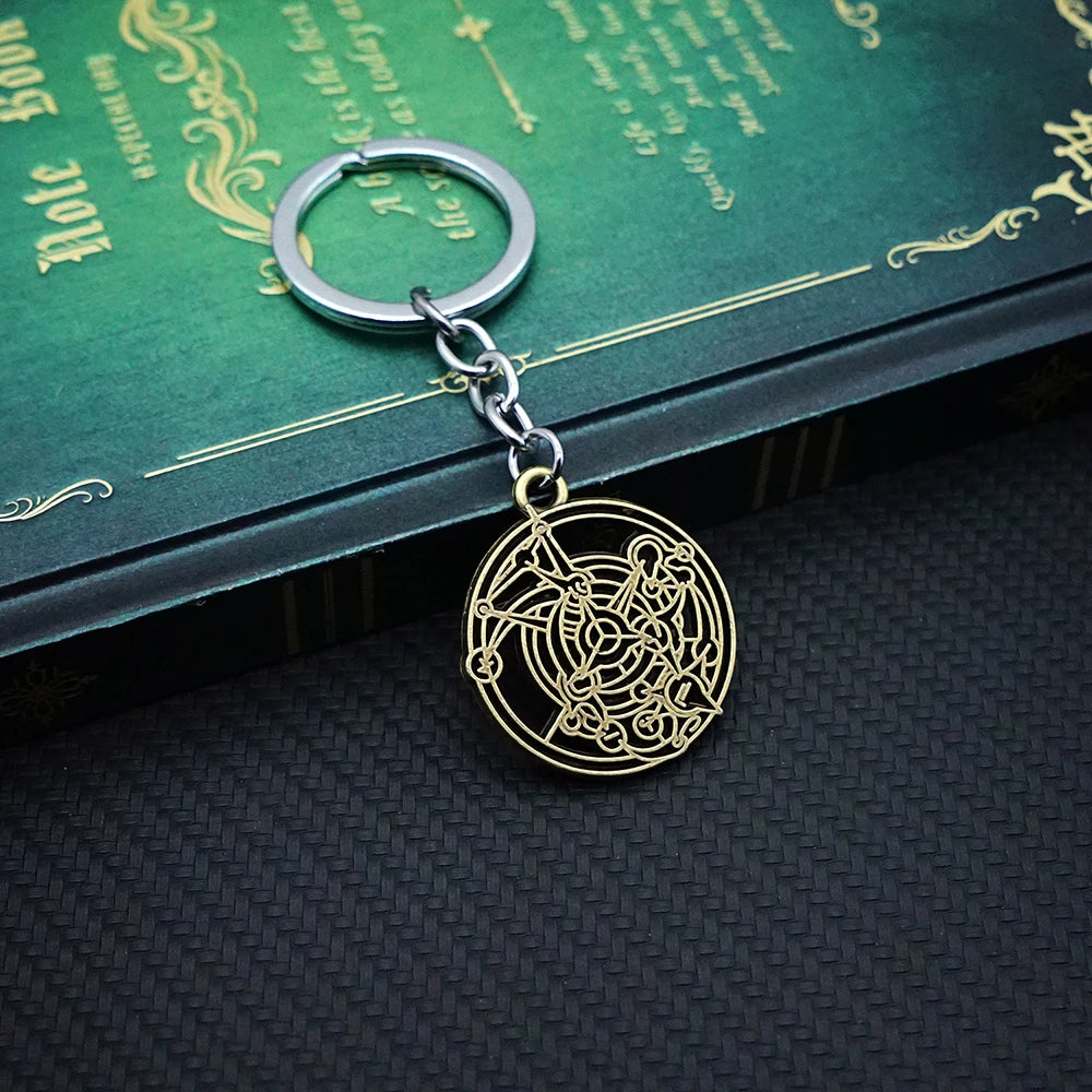 Fullmetal Alchemist Keychain Magic Circle Key Chain Keyring Fashion Keychains for Men Women Game Accessories Car Key Ring