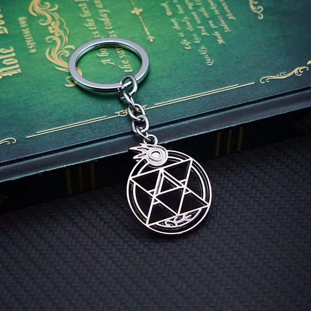 Fullmetal Alchemist Keychain Magic Circle Key Chain Keyring Fashion Keychains for Men Women Game Accessories Car Key Ring