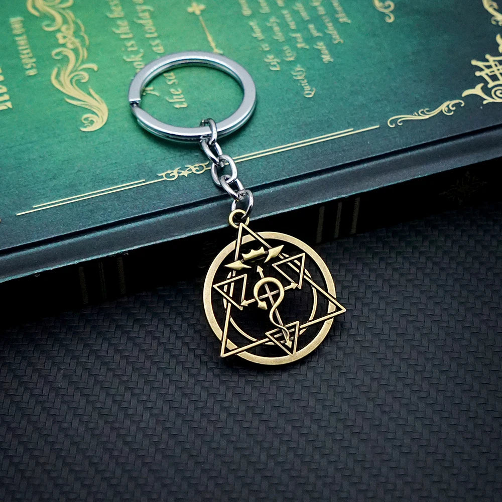 Fullmetal Alchemist Keychain Magic Circle Key Chain Keyring Fashion Keychains for Men Women Game Accessories Car Key Ring