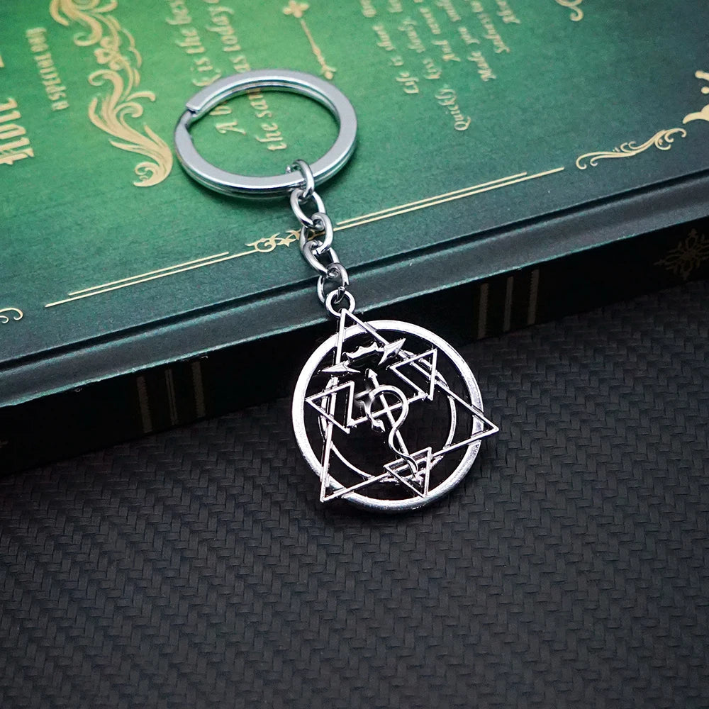 Fullmetal Alchemist Keychain Magic Circle Key Chain Keyring Fashion Keychains for Men Women Game Accessories Car Key Ring