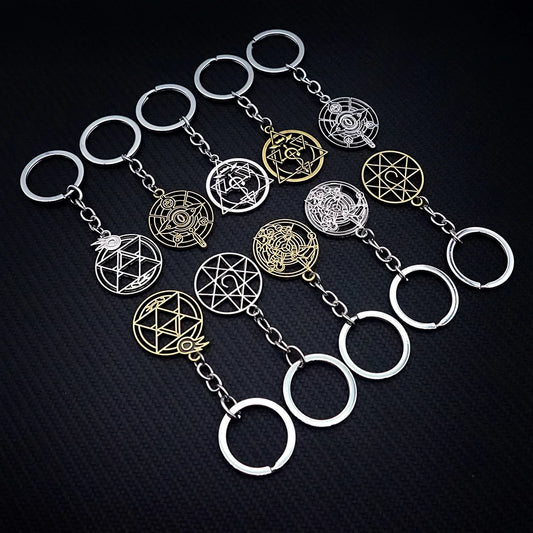 Fullmetal Alchemist Keychain Magic Circle Key Chain Keyring Fashion Keychains for Men Women Game Accessories Car Key Ring