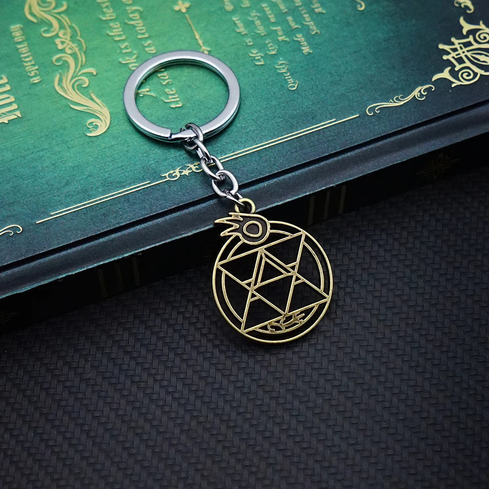 Fullmetal Alchemist Keychain Magic Circle Key Chain Keyring Fashion Keychains for Men Women Game Accessories Car Key Ring