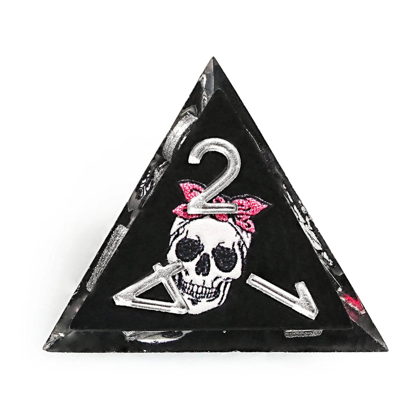 Funny Skull Black Resin DND Dice Set + Silver Numbers