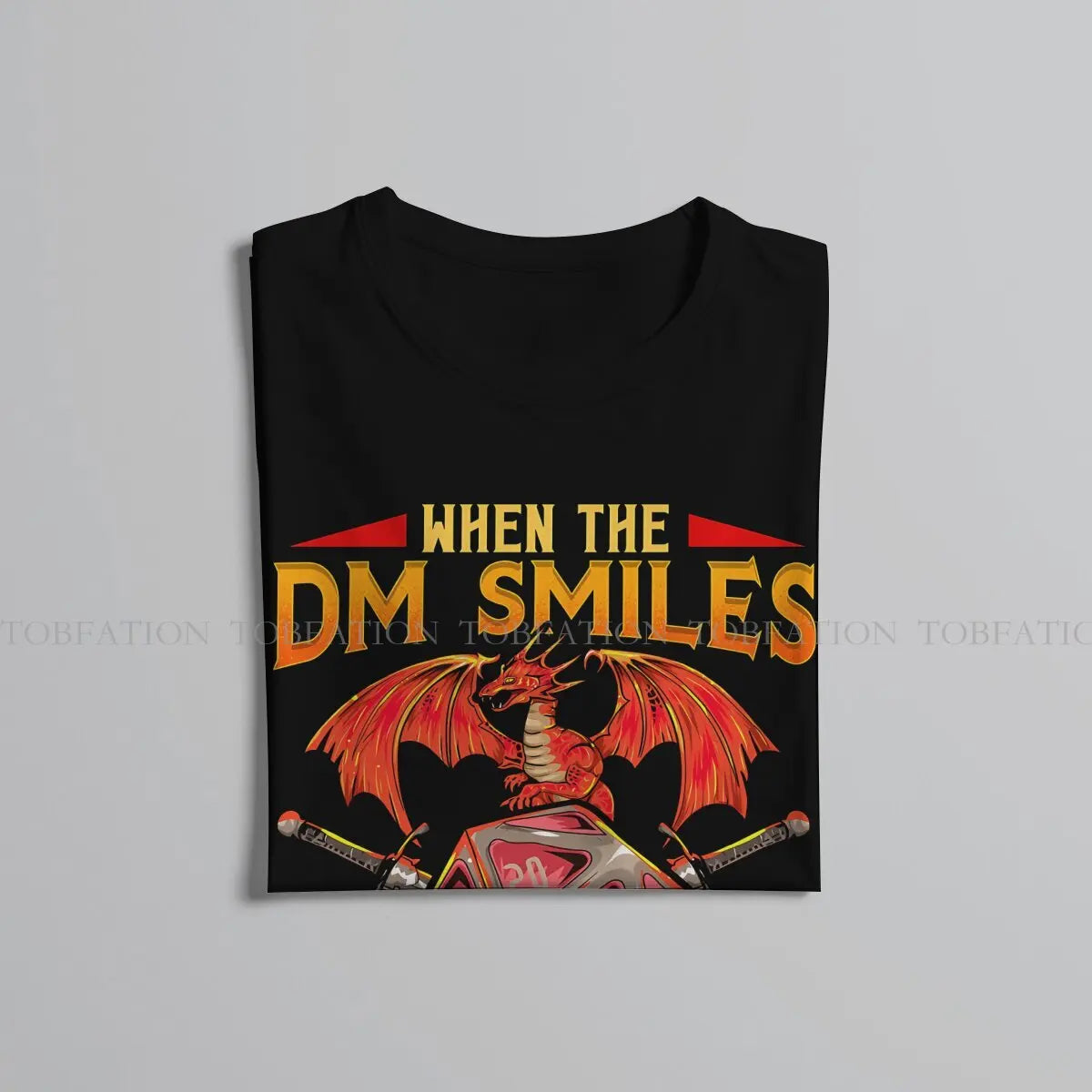 Funny When the DM Smiles It's Already Too Late DND Men T Shirt Cotton Graphic O-Neck Tee Shirt Harajuku Short Sleeve