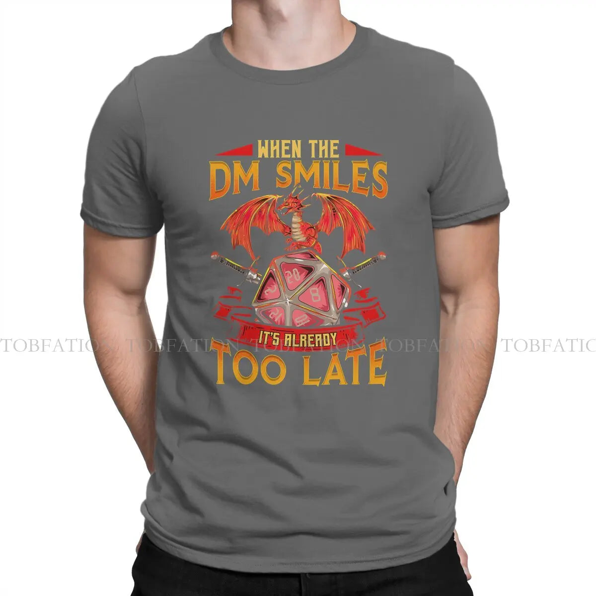 Funny When the DM Smiles It's Already Too Late DND Men T Shirt Cotton Graphic O-Neck Tee Shirt Harajuku Short Sleeve