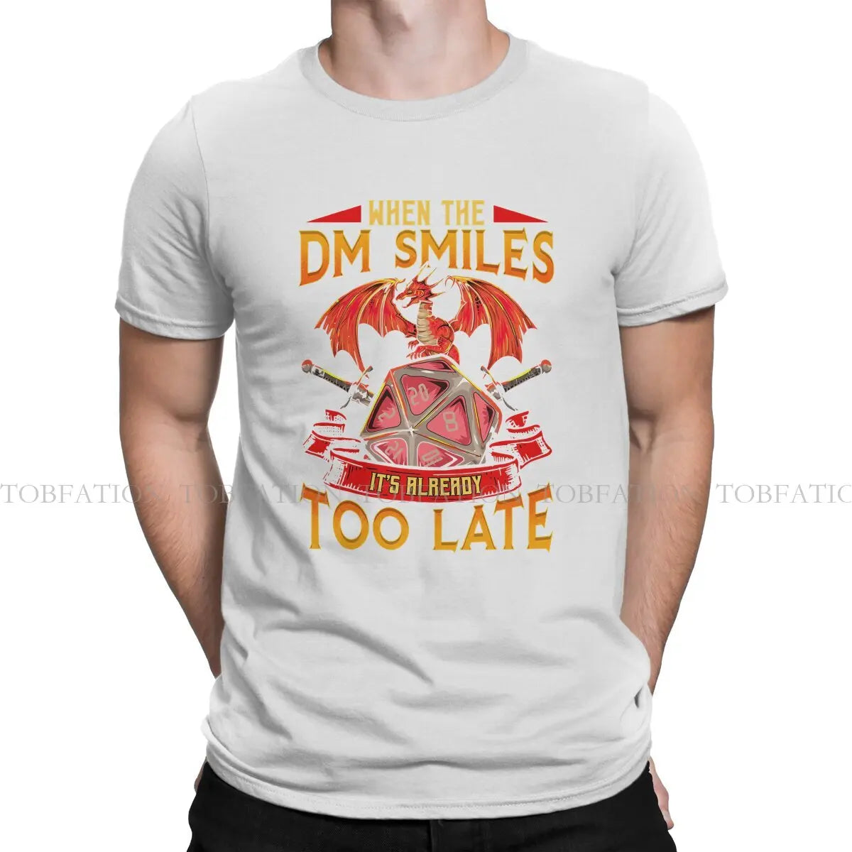 Funny When the DM Smiles It's Already Too Late DND Men T Shirt Cotton Graphic O-Neck Tee Shirt Harajuku Short Sleeve