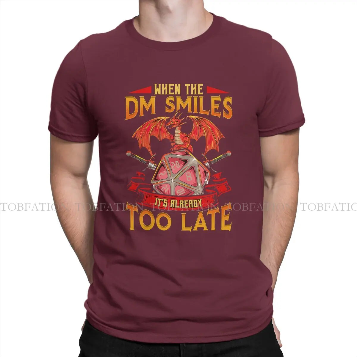 Funny When the DM Smiles It's Already Too Late DND Men T Shirt Cotton Graphic O-Neck Tee Shirt Harajuku Short Sleeve