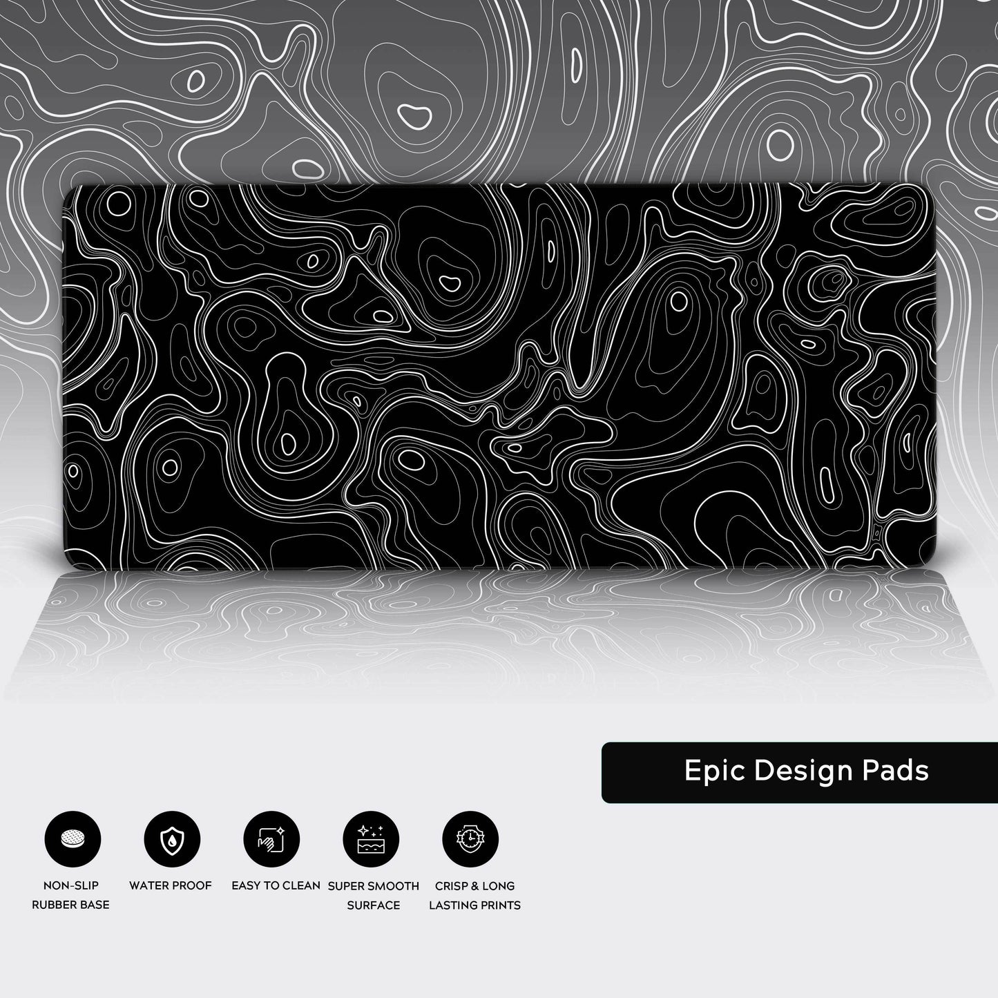 Black Fusion Mania Desk Pad - M (70 x 30cm)