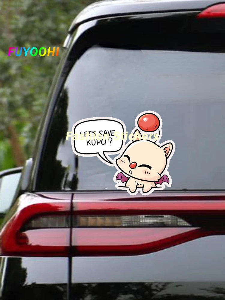 FUYOOHI Play Stickers for FINAL FANTASY Moogle Car Stickers Waterproof Simple Vinyl Decals Scratch-Proof Windows Trunk Decor