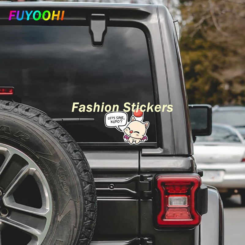 FUYOOHI Play Stickers for FINAL FANTASY Moogle Car Stickers Waterproof Simple Vinyl Decals Scratch-Proof Windows Trunk Decor