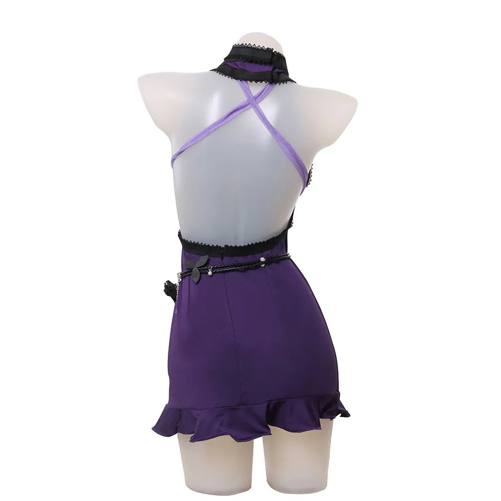 Game Final Fantasy VII Tifa Lockhart Cosplay Costume Women Purple Sexy Dress Party Halloween