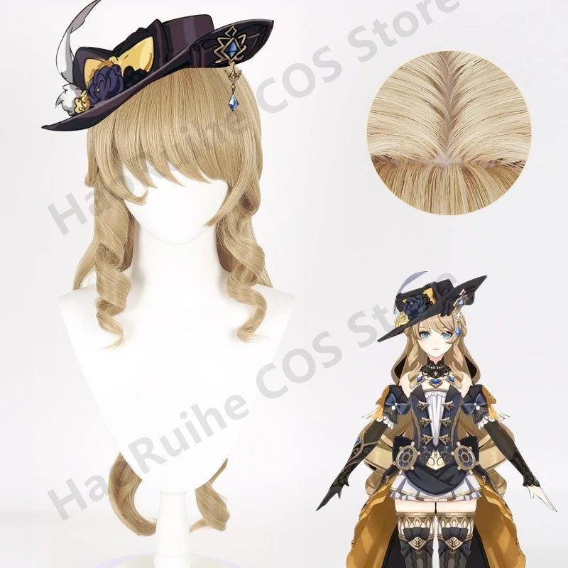 Game Genshin Impact Navia Cosplay Costume Wig Dress Uniform Fontaine Spina Di Rosula Hat Earrings Gloves Necklace Clorinde Party