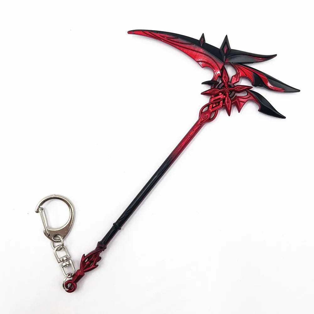 Game Genshin Impact The Knave Arlecchino Cosplay Keychain Crimson Moon's Semblance Weapon Model Keyring Key Chain Accessory Prop