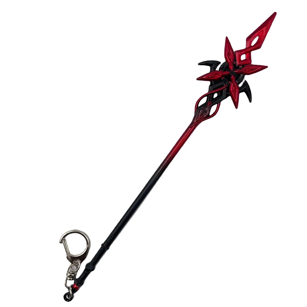 Game Genshin Impact The Knave Arlecchino Cosplay Keychain Crimson Moon's Semblance Weapon Model Keyring Key Chain Accessory Prop