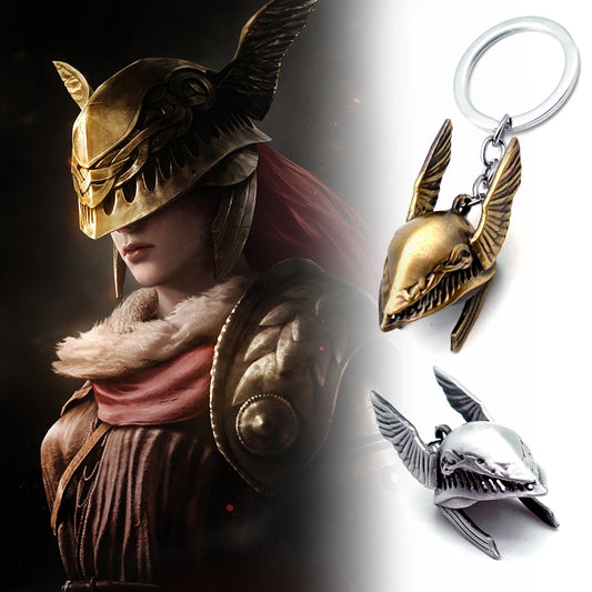 Game Keychain Blade of Miquella Malenia Helmet Key Chain Keyring Valkyrie Keychains for Men Car Key Pendant llaveros