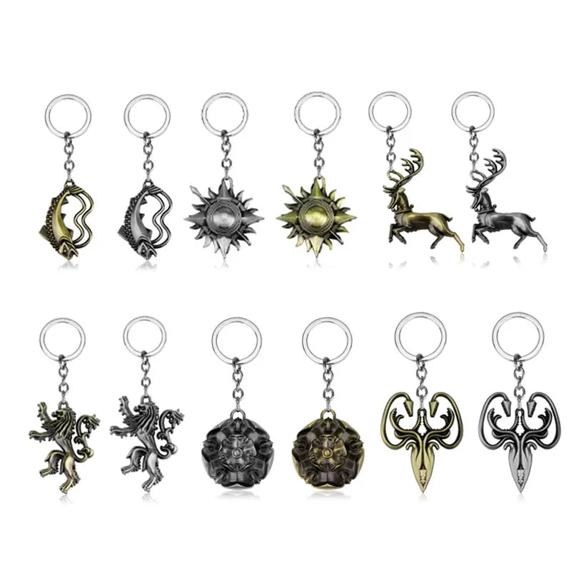 Game of Thrones Dragon Shape Toy Keychain Wolf Head Pendant Fashion Trend Bottle Opener Keyring for Fan Collectible Accessories