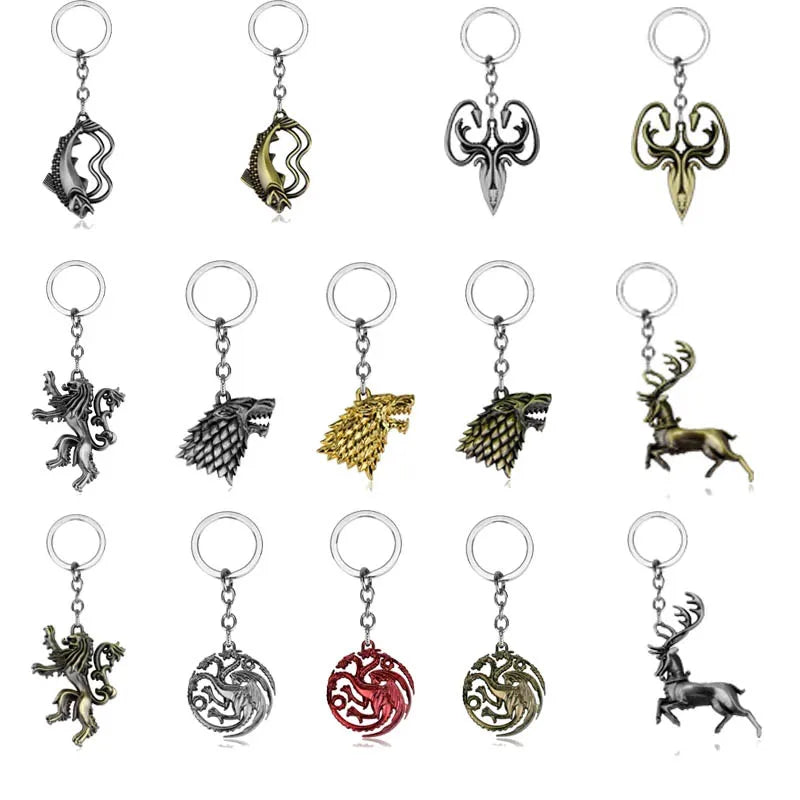 Game of Thrones Dragon Shape Toy Keychain Wolf Head Pendant Fashion Trend Bottle Opener Keyring for Fan Collectible Accessories