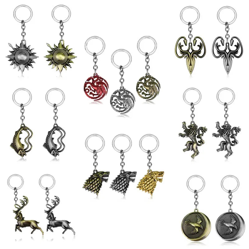 Game of Thrones Dragon Shape Toy Keychain Wolf Head Pendant Fashion Trend Bottle Opener Keyring for Fan Collectible Accessories