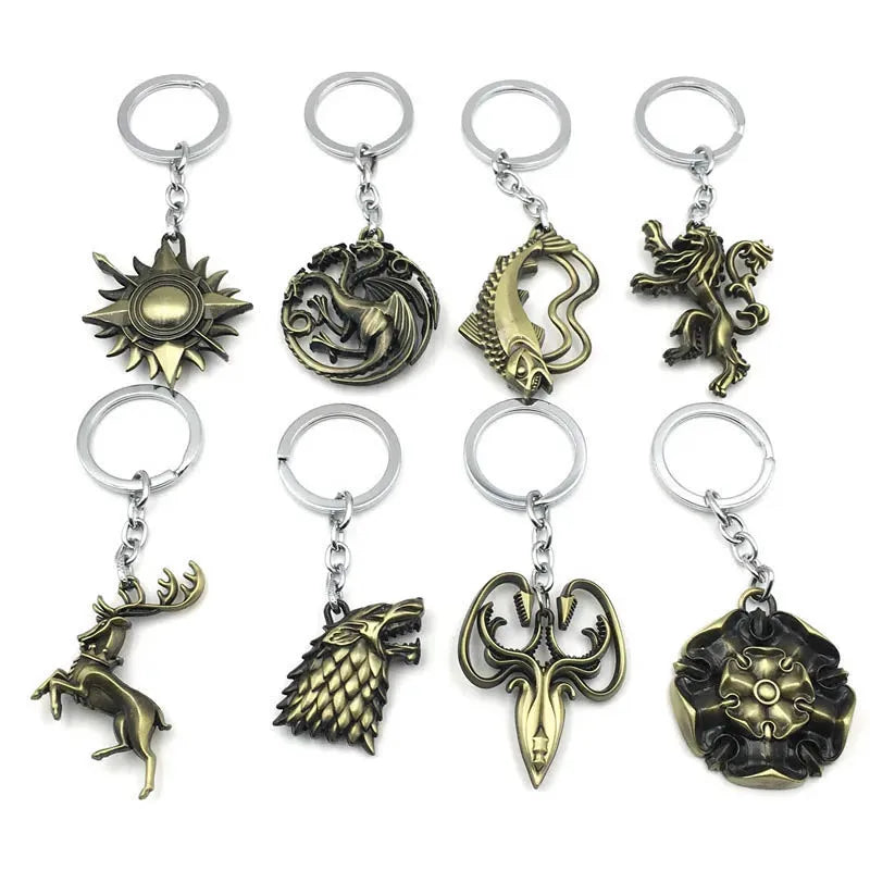 Game of Thrones Dragon Shape Toy Keychain Wolf Head Pendant Fashion Trend Bottle Opener Keyring for Fan Collectible Accessories