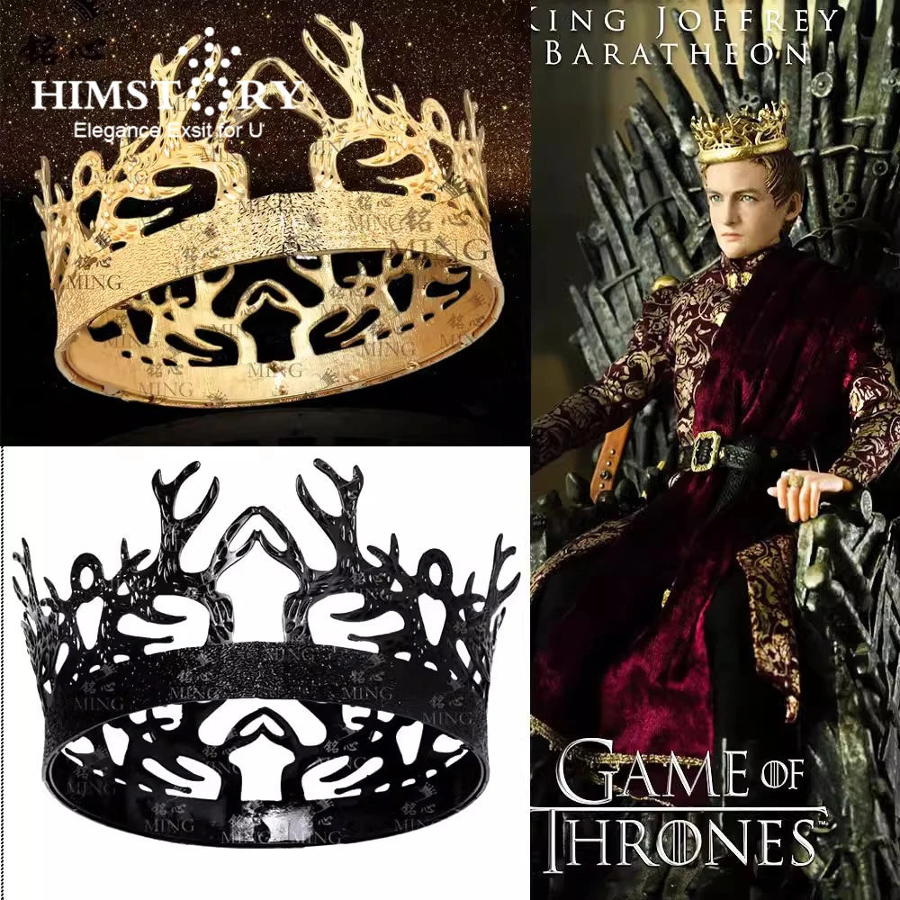 Game of Thrones  Joffrey Byracien Black Hair Crown Men's King Tiaras Pageants Head Accessories Hairwear