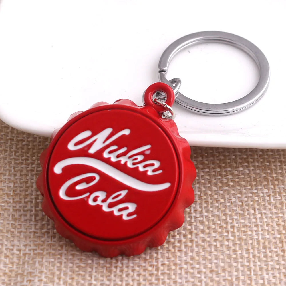 Game series Cola red Keychain personality Car Keyring Bottle Cap Key Chain for Women and Men unique Christmas gifts