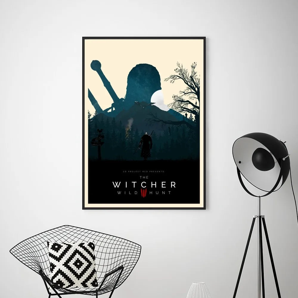 game the w-witchers  Poster Prints Wall Pictures Living Room Home Decoration Small