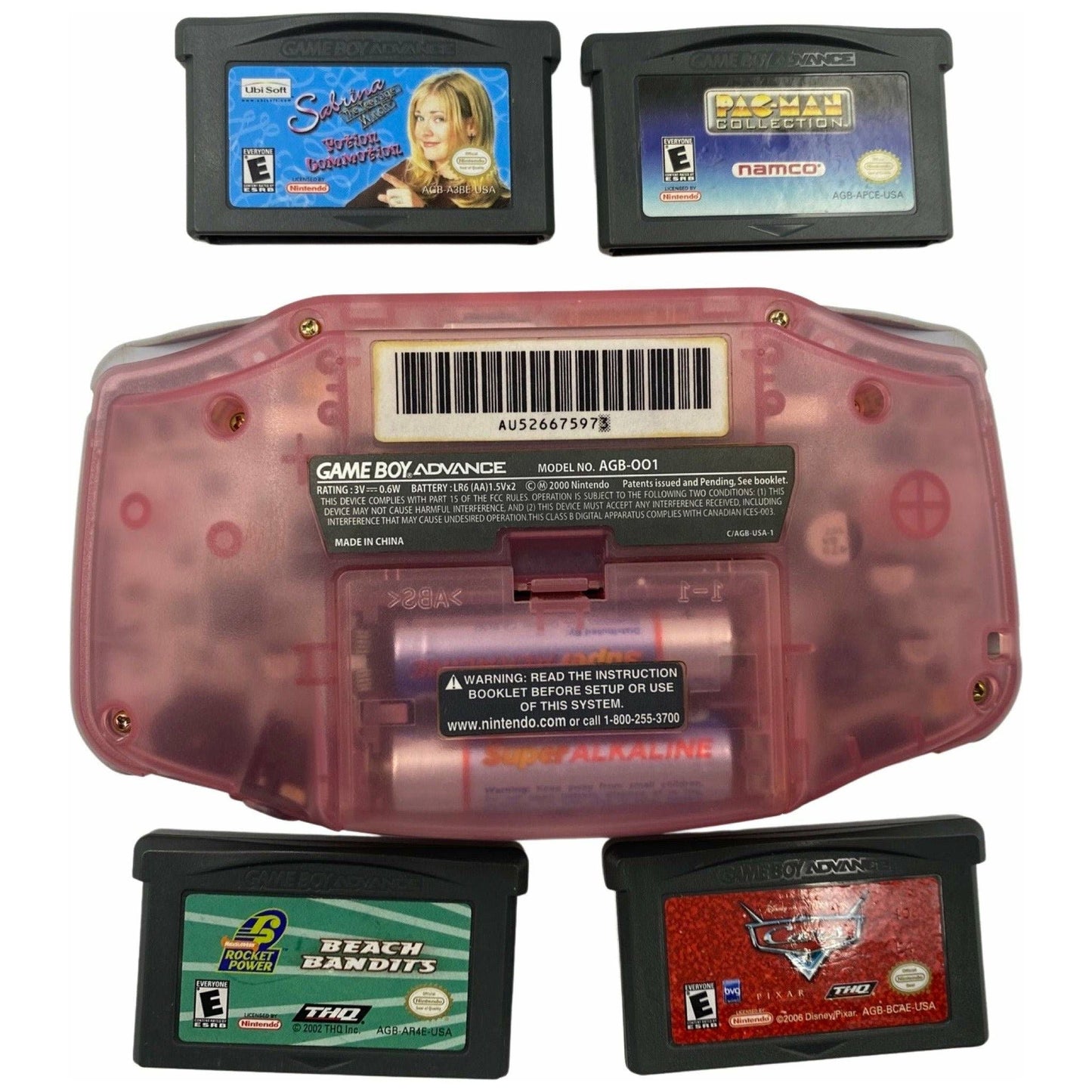 Gameboy Advance Fuchsia Pink (4-Game Bundle)