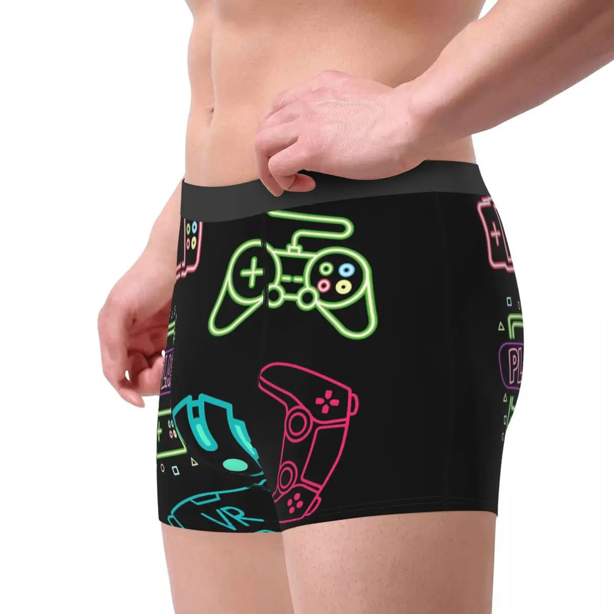 Games Play Now With Neon Man's Boxer Briefs Underpants buttons Highly Breathable High Quality Gift Idea