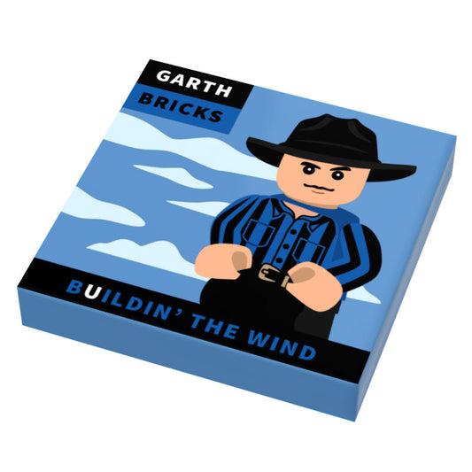 Garth Bricks Buildin' the Wind Music Album Cover (2x2 Tile) made using LEGO tile