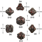 Gear Solid Metal DND Dice Set Antique Red Brass
