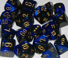 Gemini 3 Polyhedral Black-Blue/gold 7-Die Set