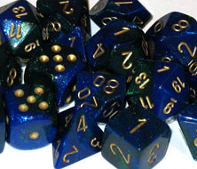 Gemini 3 Polyhedral Blue-Green/gold 7-Die Set