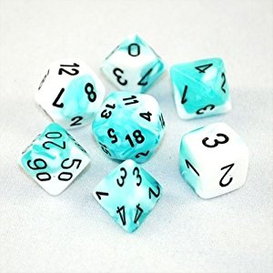 Gemini 4 Polyhedral White-Teal/Black 7-Die Set