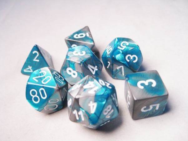 Gemini 6 Polyhedral Steel Teal/White 7-Die Set - 