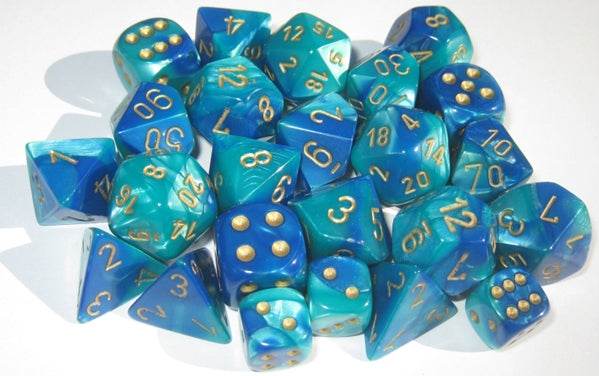 Gemini 7 Polyhedral Blue/Teal/Gold 7-Die Set - 