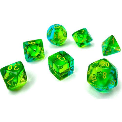Gemini Polyhedral Translucent Green-Teal/yellow 7-Die Set - 