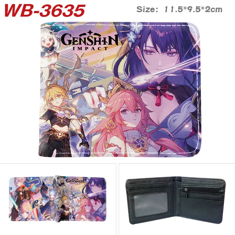 Genshin Impact Animation Derivative Wallet For Men and Women Coin Purse with Card Holder Short Wallet