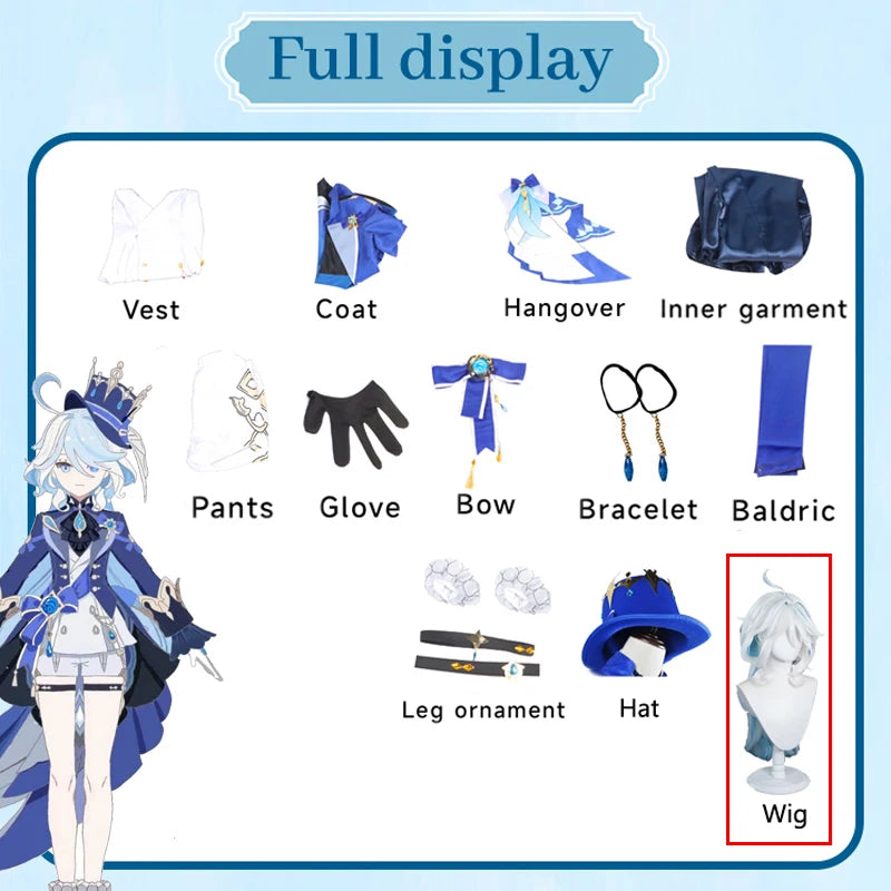 Genshin Impact Furina Focalors Cosplay Costume Daily Clothes Carnival Uniform Halloween Party Costumes Masquerade Women Game