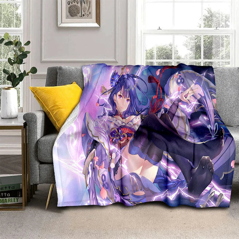 Genshin Impact Gamer Cartoon Blanket,Soft Throw