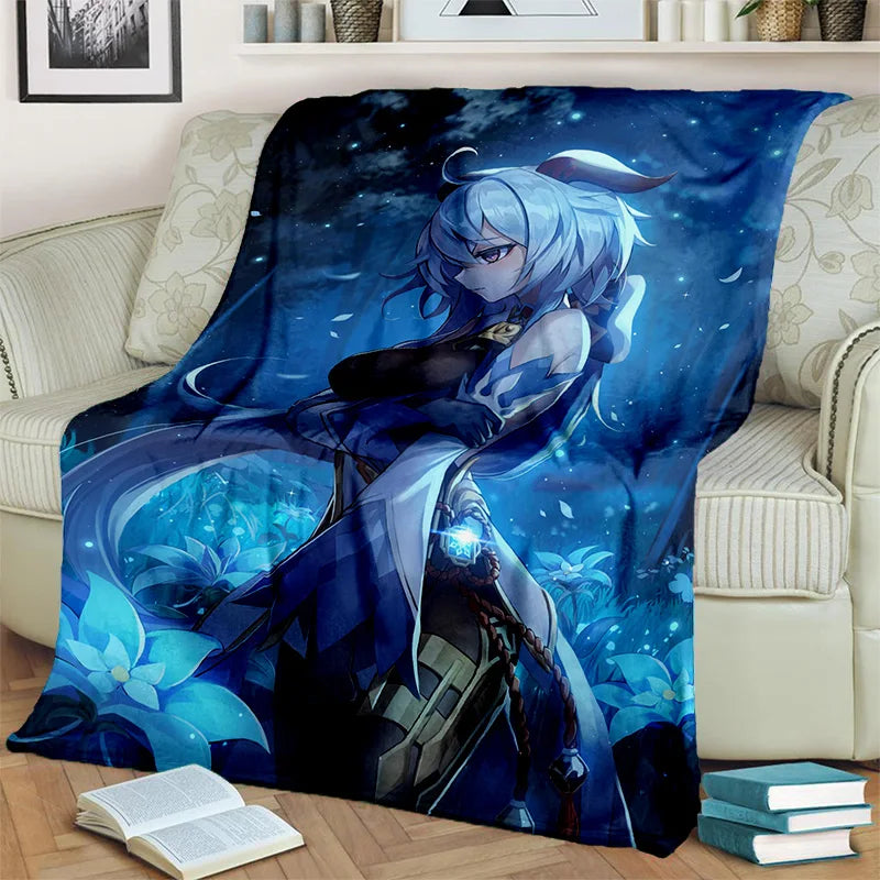 Genshin Impact Gamer Cartoon Blanket,Soft Throw