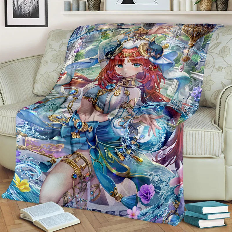 Genshin Impact Gamer Cartoon Blanket,Soft Throw