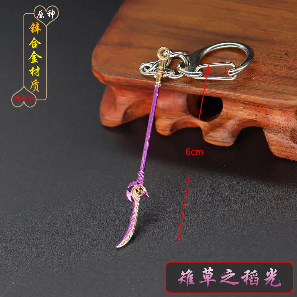 Genshin Impact Sword Keychain Zhongli Venti Diluc Weapons Skyward Blade Key Chain Keyring Collections Jewelry Gift