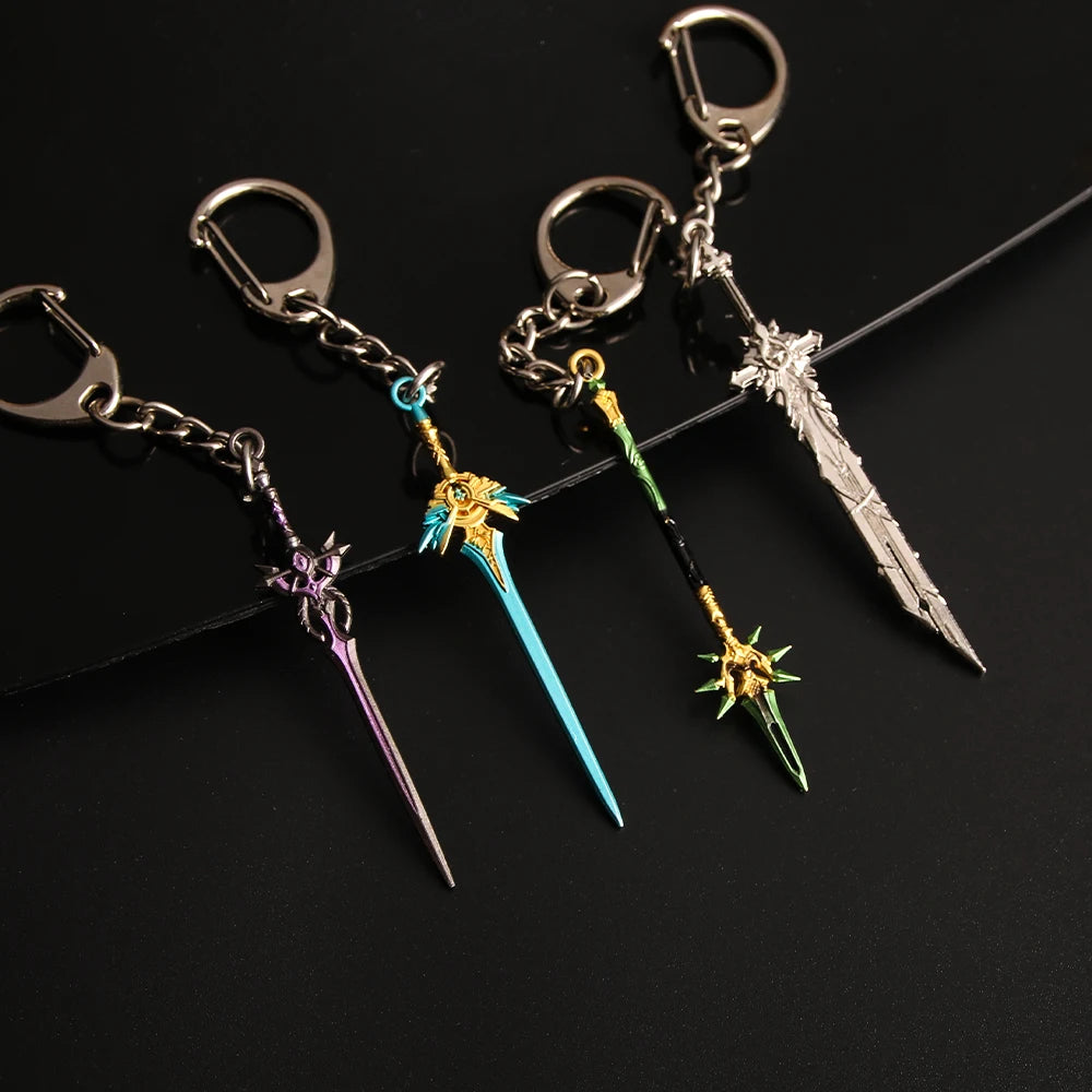 Genshin Impact Sword Keychain Zhongli Venti Diluc Weapons Skyward Blade Key Chain Keyring Collections Jewelry Gift