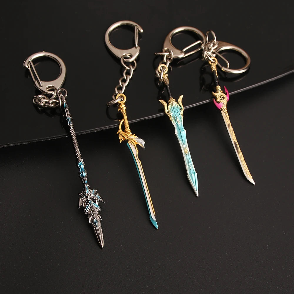 Genshin Impact Sword Keychain Zhongli Venti Diluc Weapons Skyward Blade Key Chain Keyring Collections Jewelry Gift