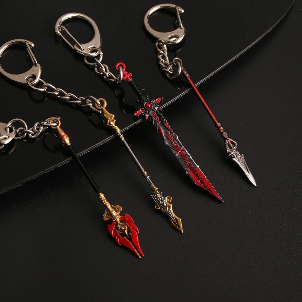 Genshin Impact Sword Keychain Zhongli Venti Diluc Weapons Skyward Blade Key Chain Keyring Collections Jewelry Gift