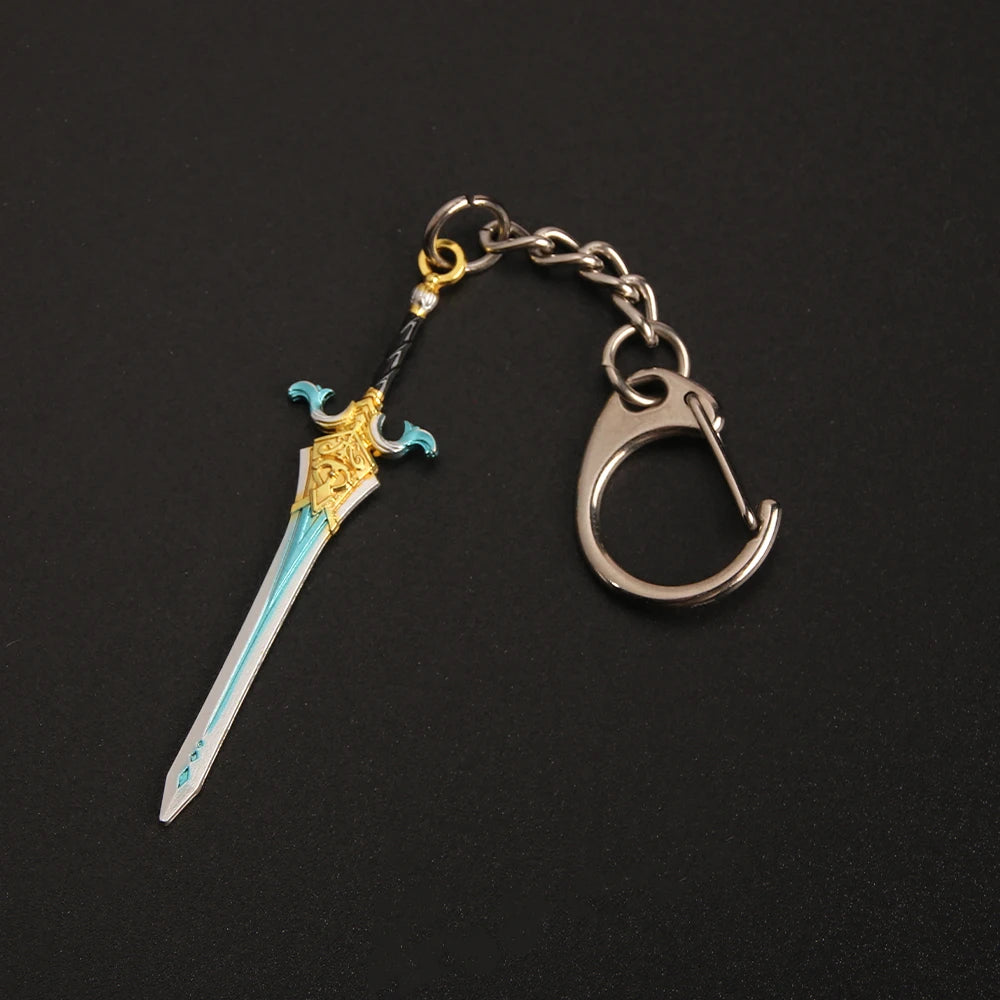 Genshin Impact Sword Keychain Zhongli Venti Diluc Weapons Skyward Blade Key Chain Keyring Collections Jewelry Gift