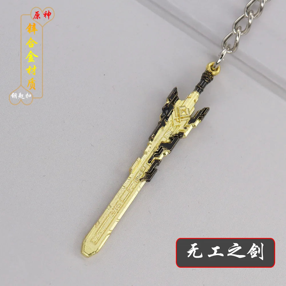 Genshin Impact Sword Keychain Zhongli Venti Diluc Weapons Skyward Blade Key Chain Keyring Collections Jewelry Gift