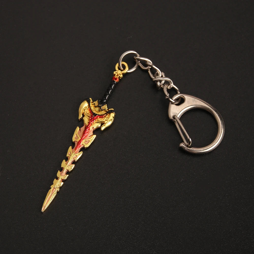 Genshin Impact Sword Keychain Zhongli Venti Diluc Weapons Skyward Blade Key Chain Keyring Collections Jewelry Gift