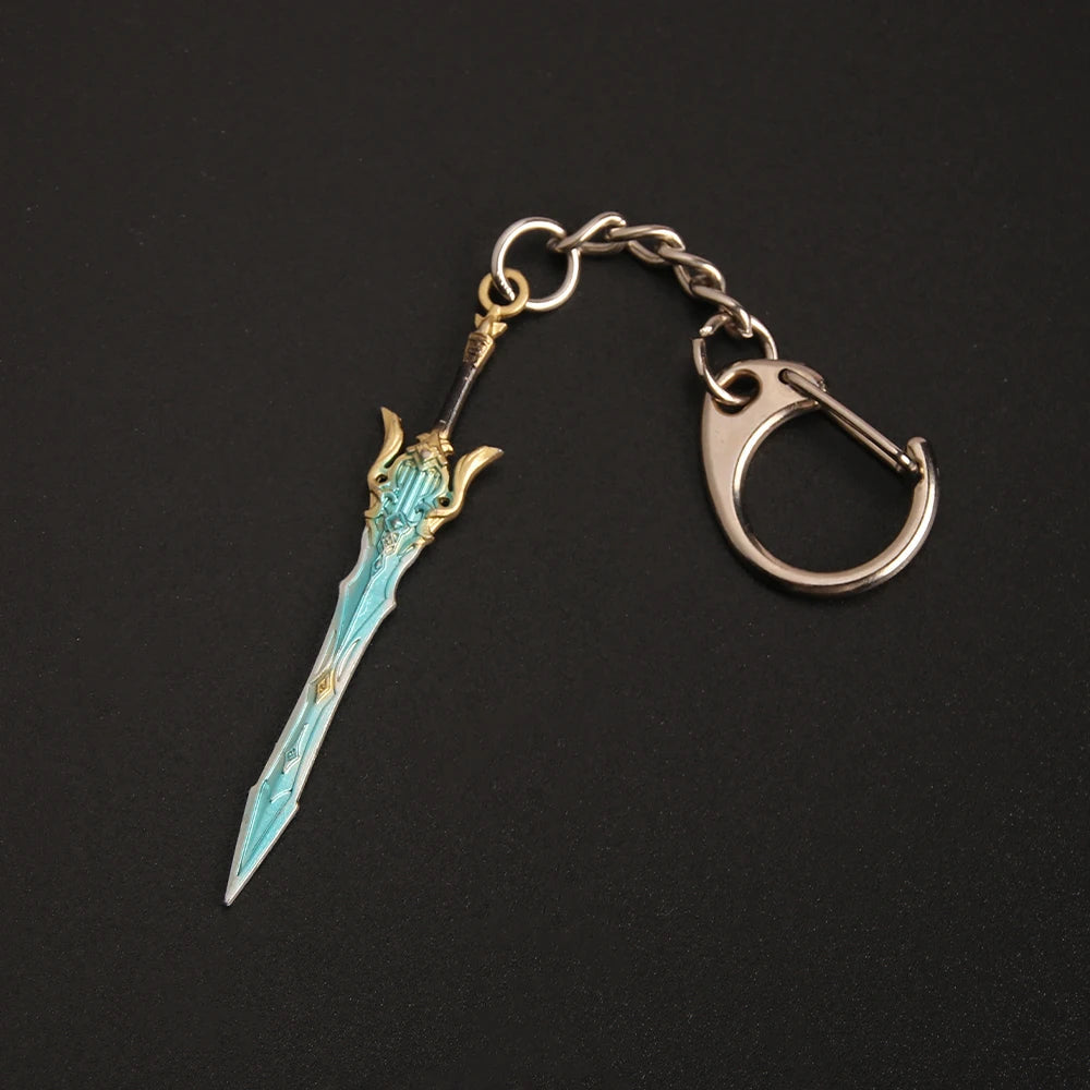 Genshin Impact Sword Keychain Zhongli Venti Diluc Weapons Skyward Blade Key Chain Keyring Collections Jewelry Gift